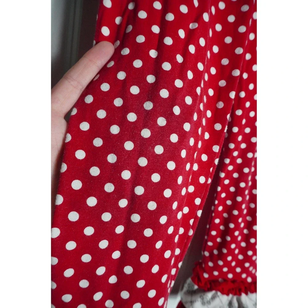 Rare Editions Leggings 6X Boutique Ruffle Hem Polka Dot Red White